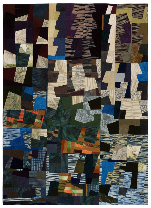 Mt. Desert Isle, 38" x 58", Quilt. Cotton, shibori, marbling, dyed, screen-printed, machine pieced, hand and machine quilted. Photo: Joe Ofria