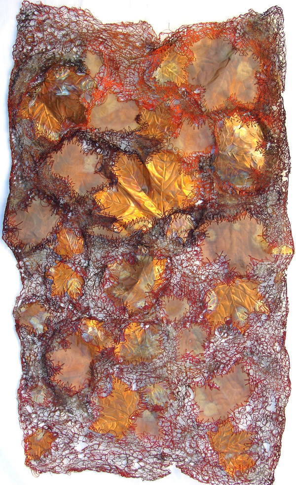 Fallen Leaves, 2010, 60 H x 40 W x 3 D cm, Copper, Thread and Dye