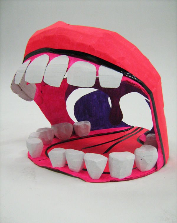 Big Mouth Strikes Again, 100cm h x 80cm w x 60cm d, (Cardboard, hot glue, acrylic paint)