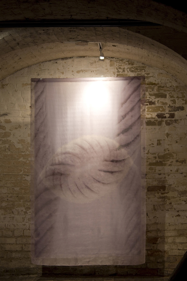 Caress I, 2011, 200 x 400 x 30cm, digital print on silk satin and silk organza