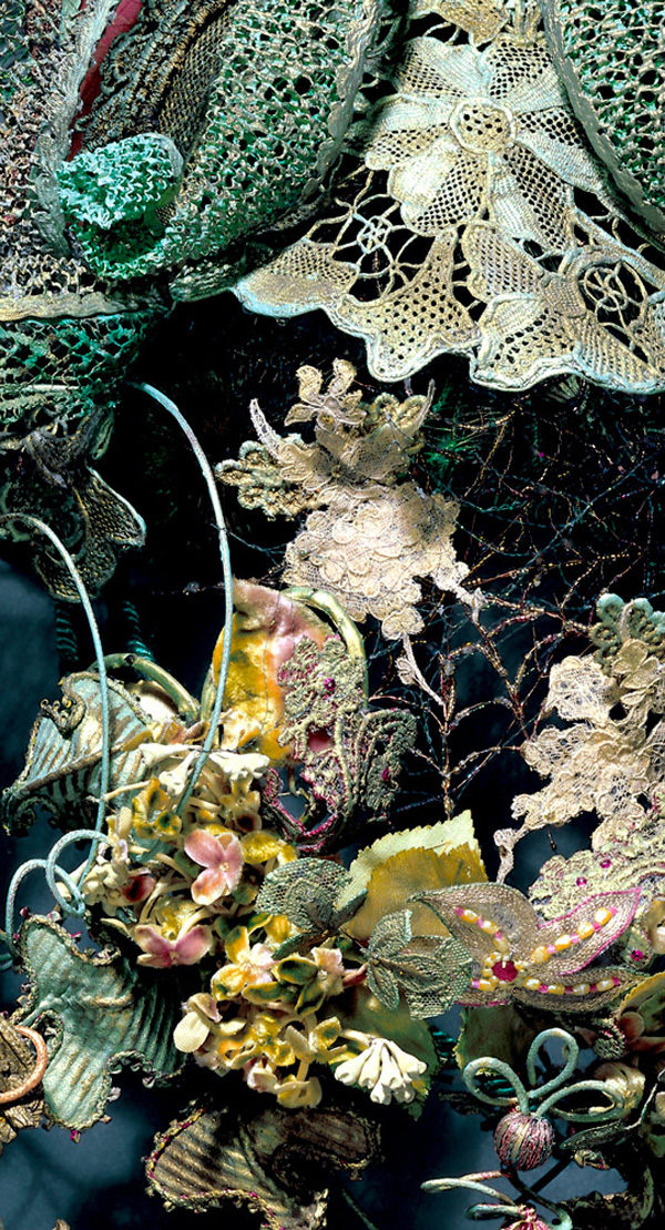 Fabricate Sculpture Series No 7, detail, 3D Fabric Collage, 25x21, Lindy Pole