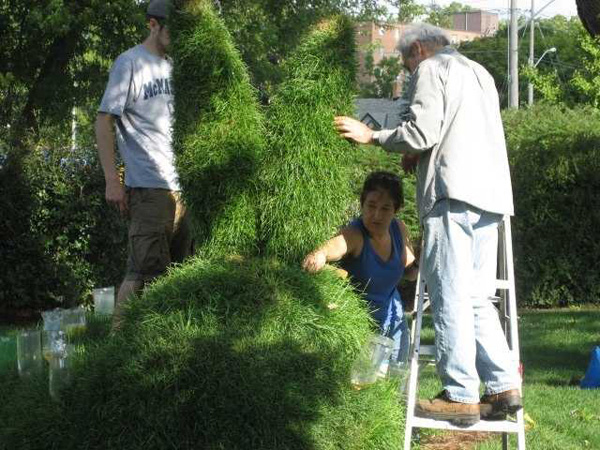 Great Hare, 2011, installing the ears