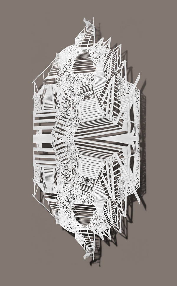 Paper Streets, detail, 48”x116”, Cut Tyvek