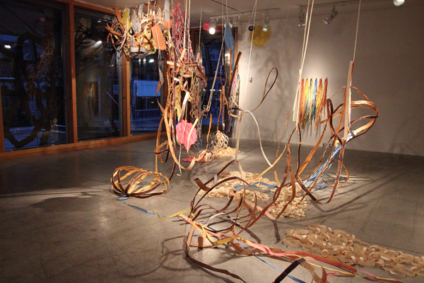 Sympathetic connections, AGO, Toronto, woodcut on Okawara paper, wire, 2011