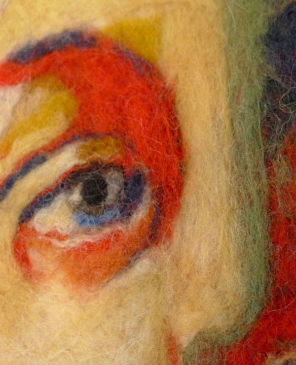 Detail: Self-Portrait, 27" x 34", wool, needle and hand felted. Photo: Robin Wiltse