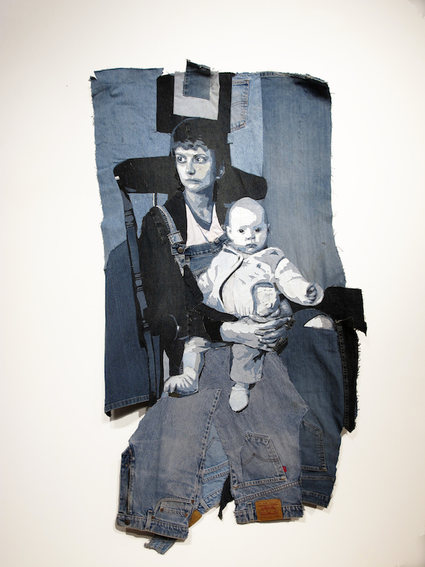 Yvette and Ansley, denim, 2010, 60 x 30 inches, denim applique, Photo: James Arendt.