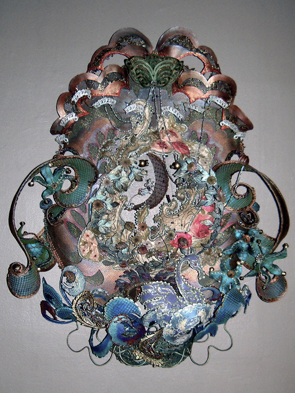 Fabricate Sculpture Series No 13, 3D Fabric Collage, 30x25, Lindy Pole