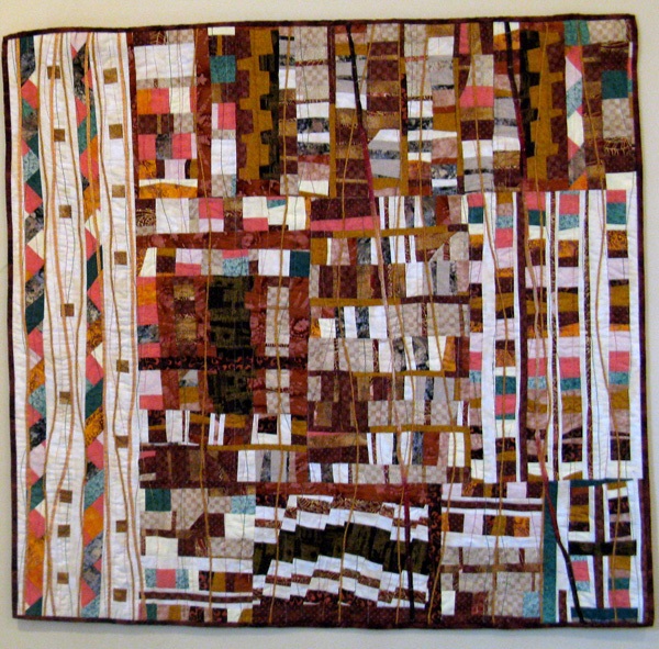 Homage a Gustave, cotton with ribbon couching
This piece emulates some of the Klimt colours and format.