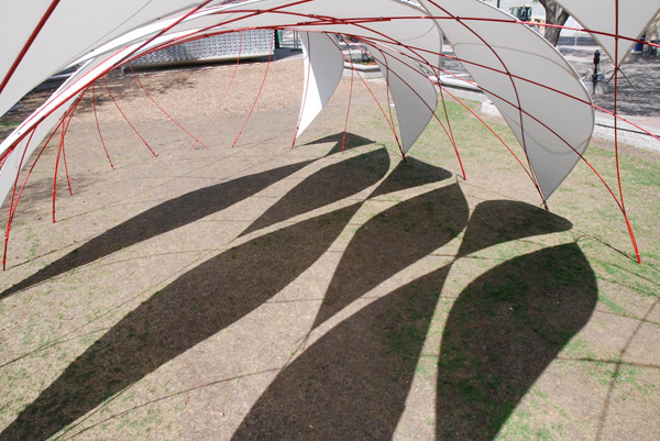 On The Road shadow patterns created by fabric panels