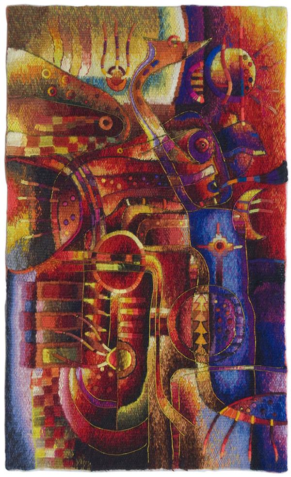 Solstice, 35 x 21 cm, Alpaca wool, cotton, mixed fibers. Hand-woven Tapestry