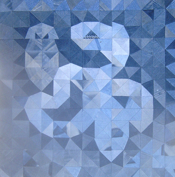 Cockroach and Scorpion, 2011, 40" x 40", pieced recycled blue jeans