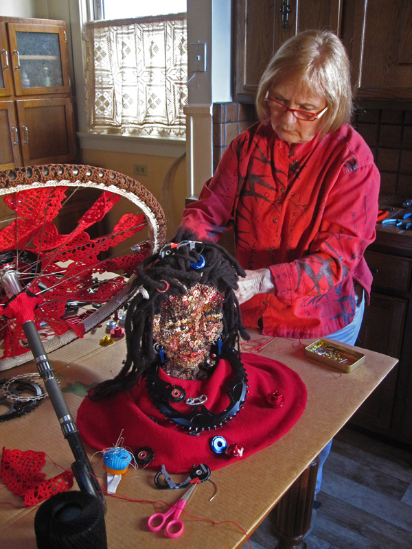 Bergstedt working in her kitchen
