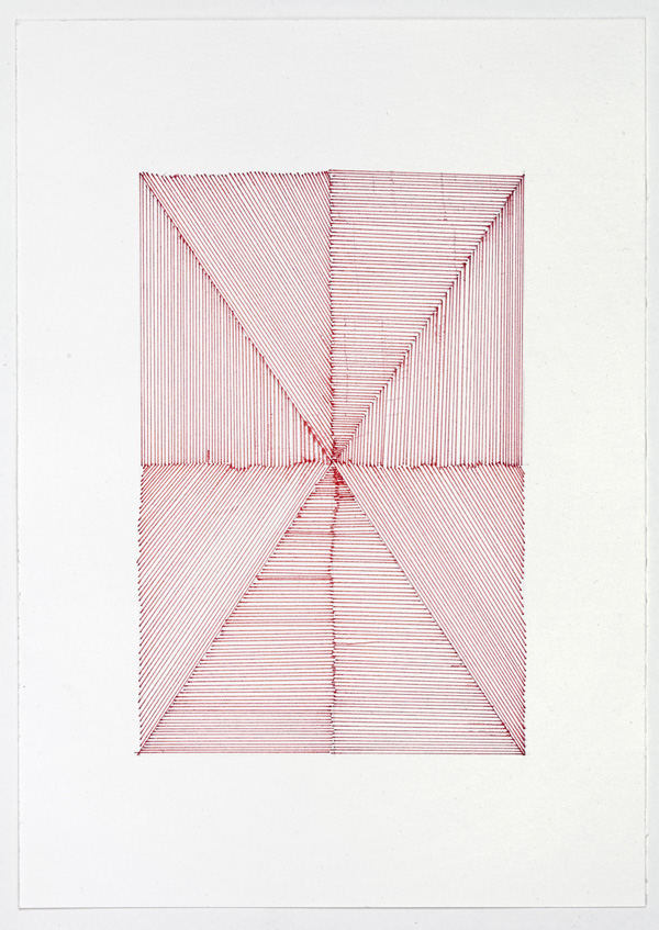 Red lines felt pen on paper 11.5 x 8.5