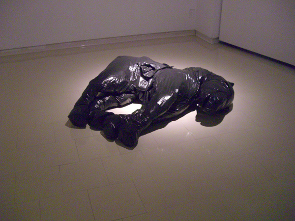 Horse, Garbage bags, Thread, Paper, Cardboard, 2009, 6ft tall, Pattern drafting, machine sewing. Photo: Shanell Papp