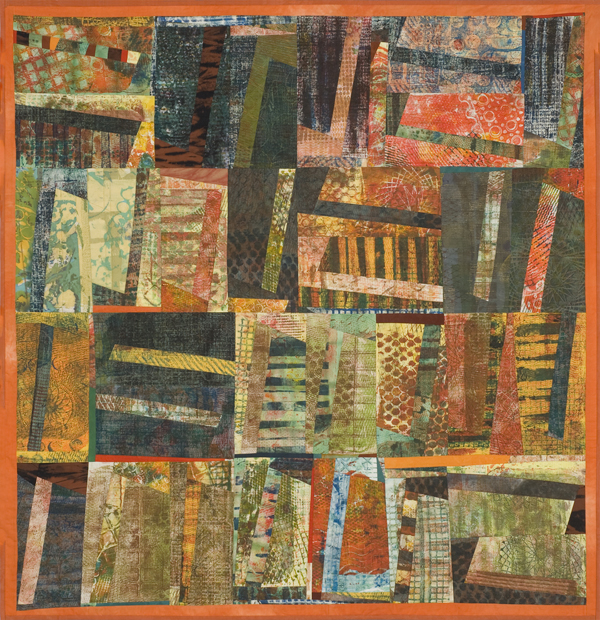 Roman Aqueducts, 48" x 49", Quilt. Cotton, dyed, screen-printed, painted, mono printed, machine pieced, machine quilted. Photo: Joe Ofria