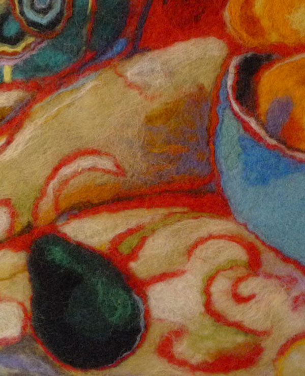 Detail: Self-Portrait, 27" x 34", wool, needle and hand felted. Photo: Robin Wiltse