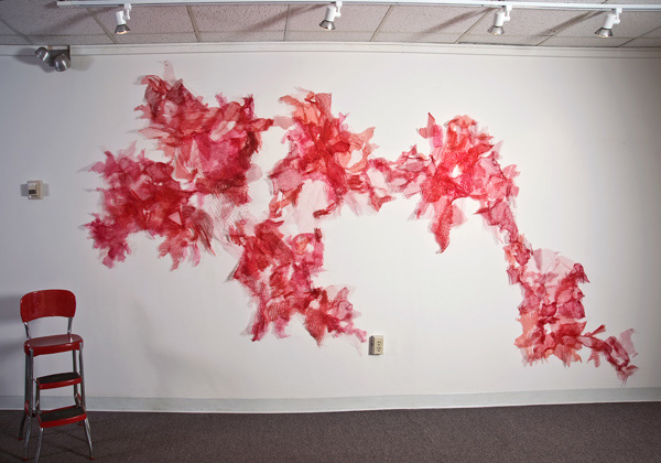 Study in Red, variable size, plastic net fruit and vegetable bags, machine stitching. Photo: Susan Byrne Photography