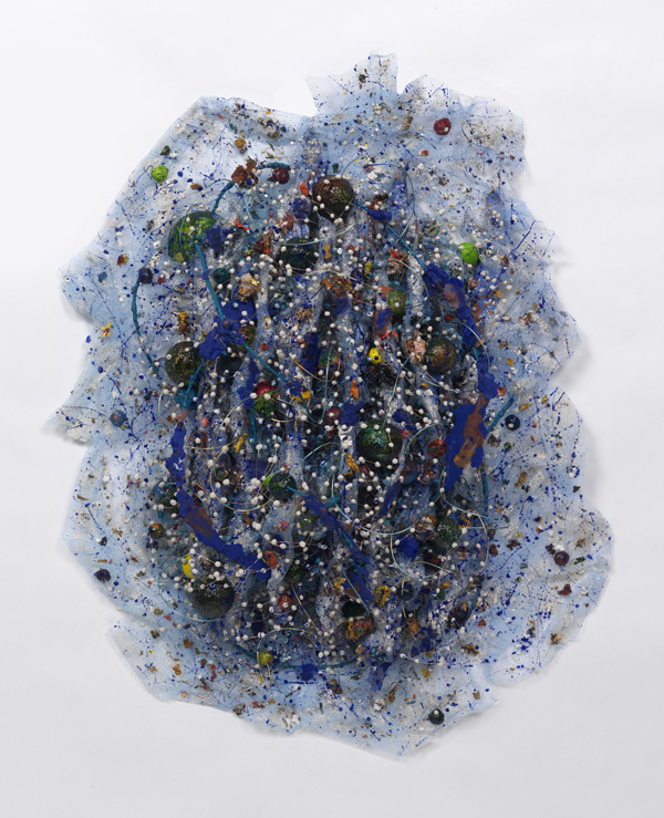 Forest Floor Relief I, fabric, wire, clay, wax,Styrofoam, wood, plaster, paint, 3' x 2 l/2'x12".