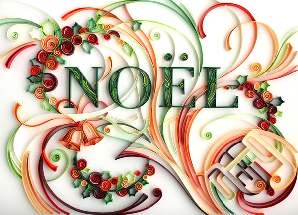 Noel, paper/card, technique: paper quilling.