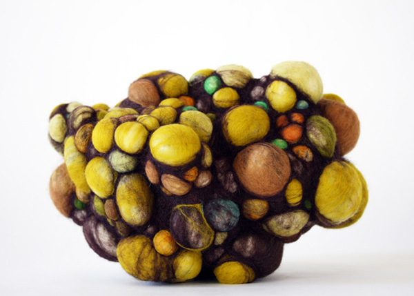 Nuclei II -  15 x 13 x 13 in., needlefelted wool. Photo by artist