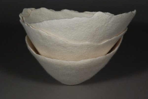 Vessel grouping, wool, wet felting. Photo: Carmella Karijo Rother.