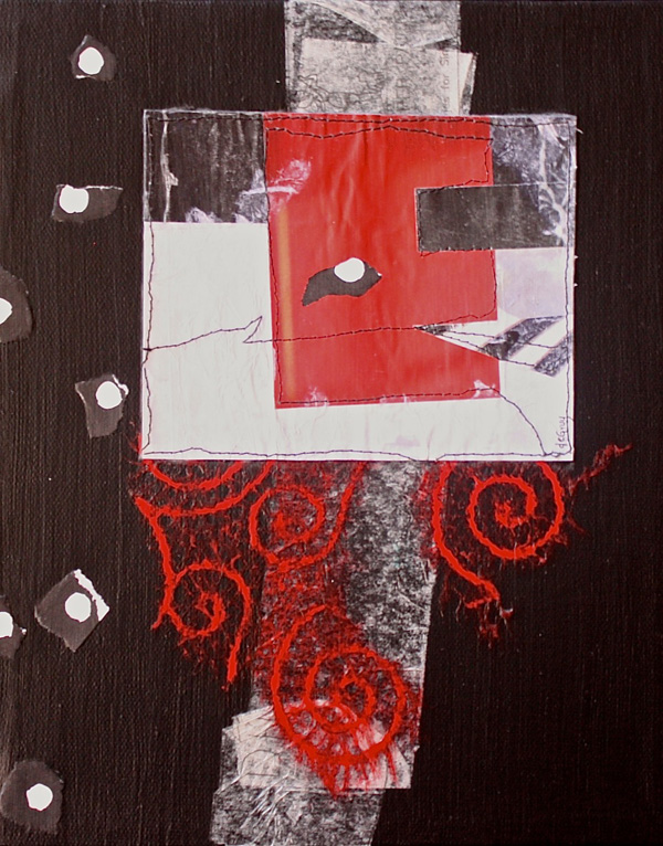 It Can Always Use Some Red #2, mixed media, 2013, 10" x 8", collage, photo: Geri deGruy
