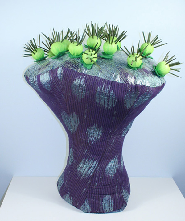 Amoeba Mushroom, 2009, free motion machine embroidery and recycled detritus (Leisa Rich)