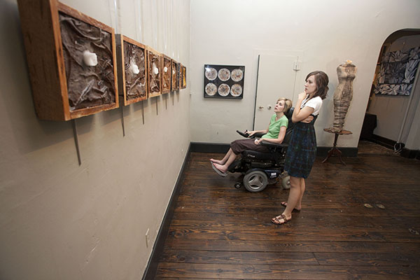 Gallery view of my undergraduate show, Internal Bleeding, May 2010, photo: Cliff Hollis
Pictured: Megan Bostic, Jill Hollis (mother), photo: Cliff Hollis