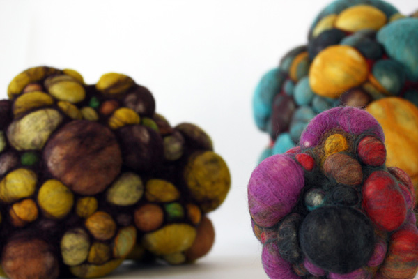 Nuclei III – 7 x 7 x 6 in., needlefelted wool. Photo by artist