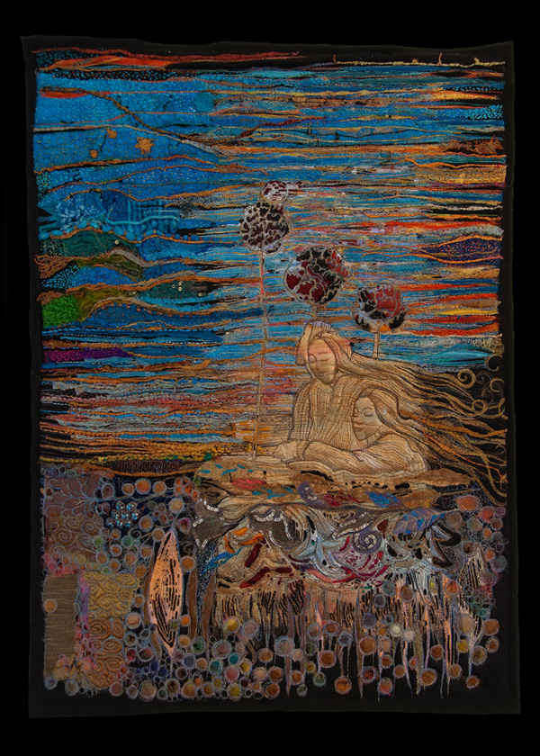 Dreaming, 2011, 31"x22". Machine stitched and burned Tyvek, machine stitched on water soluble film and couched by hand. Photo: Lily Markovic.