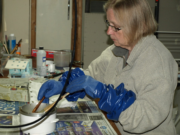 Ingrid in the studio.