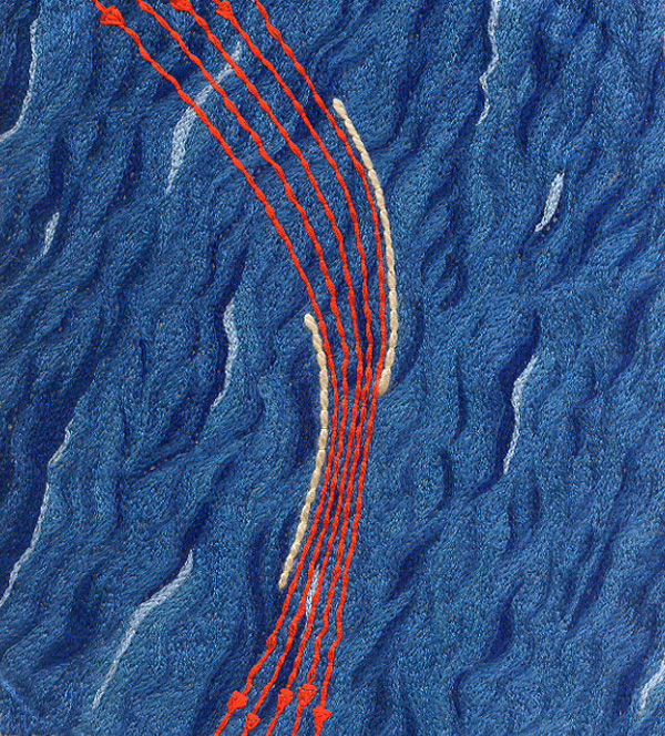 Wind Embroidery 1, 2010, Hand embroidery, cotton and silk on linen, 20cm w  x 26cm h, photo: Bettina Matzkuhn