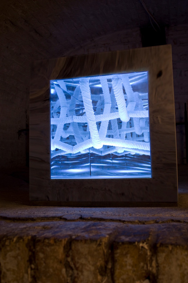 (within) II, 2010-2011, 60 x 60 x 60cm, acrylic mirror, chenille tubing, tendertouch filling