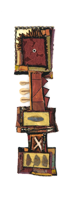 Dance, New, found and embellished fabrics, stone, found objects, 15" X 35", 2011, Photo credit: Mark Vander Vennen