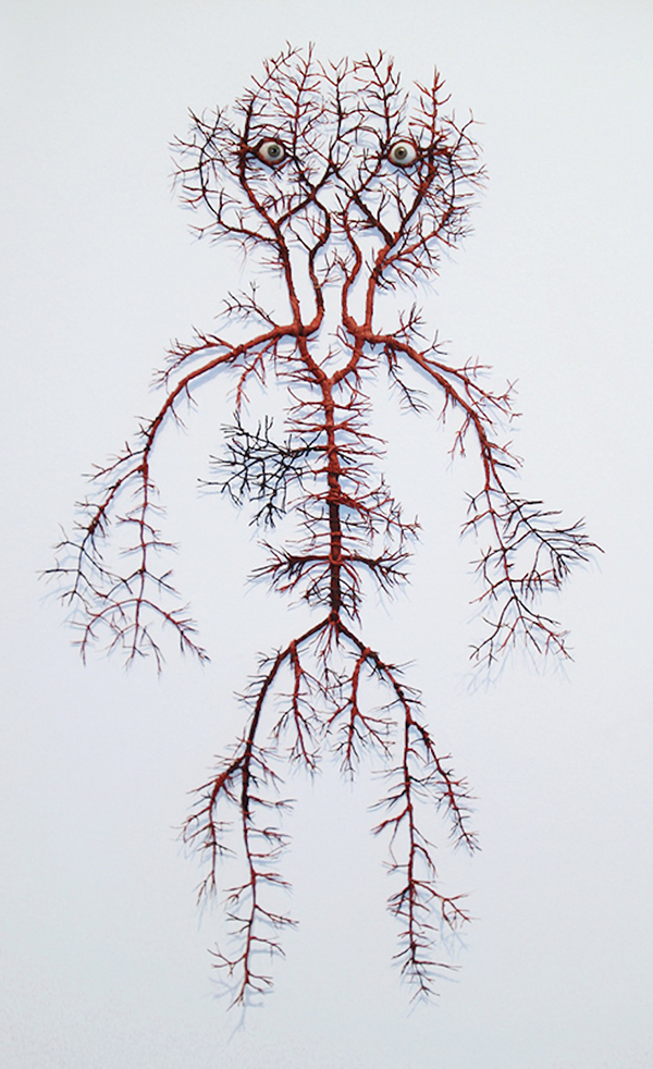Veins and Arteries (after Gérard Lairesse, 1685), 35" x 24" x 1", 2009. Mixed media: Japanese paper, dye, glass eyes, armature. Photo: Catherine Heard.