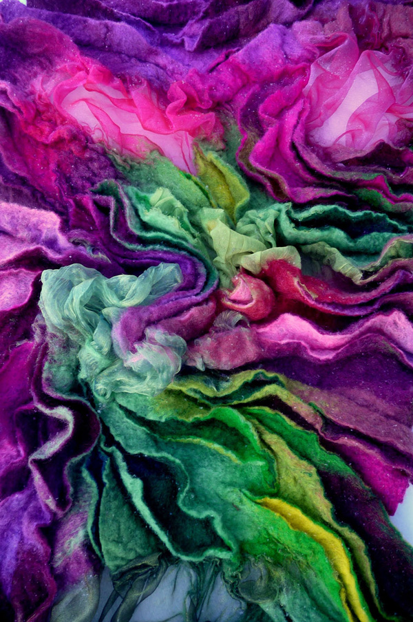 Alan Folds, 2009 90x80, Marjolein Dallinga, wool felted with organza