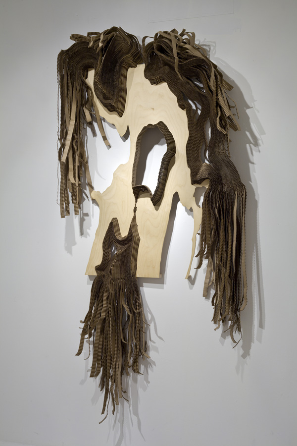Amplitude, 2010, Plywood and single face cardboard, 84 x 43 x 15 inches, Guy L'Heureux photo credit