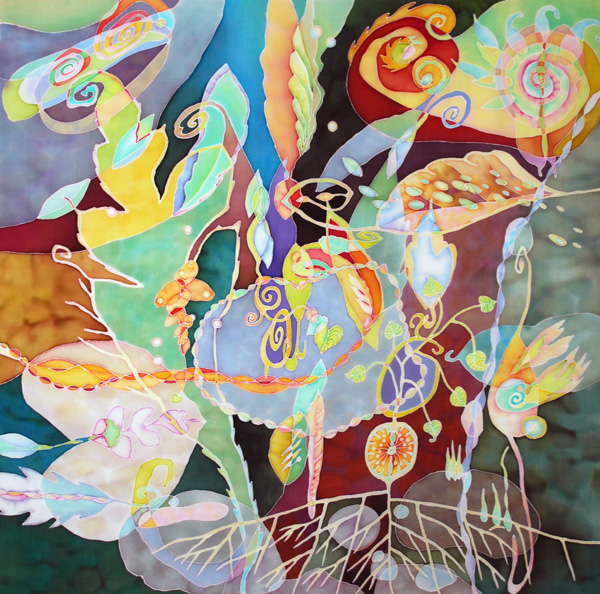 Seeds of Light: Cycle, Silk painting, 56 x 56