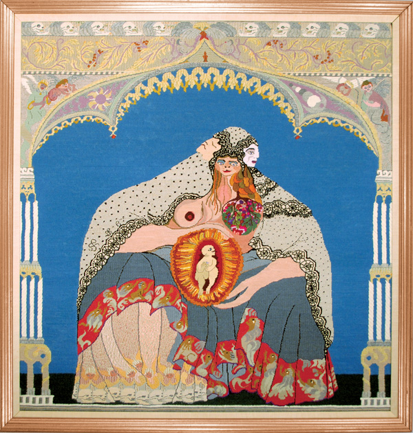 Grandmother Pilar, 34 in H x 32 in W, 1981. Wool, cotton and silk threads on needlepoint canvas. Photo: Abar Color Labs.