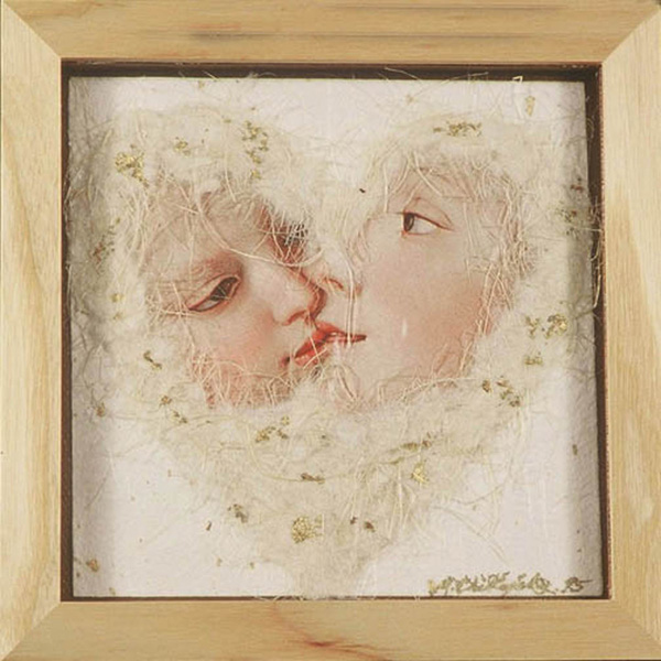 What's Love Got To Do With It #51: 7"x7", Japanese paper, appropriated image, gold leaf.