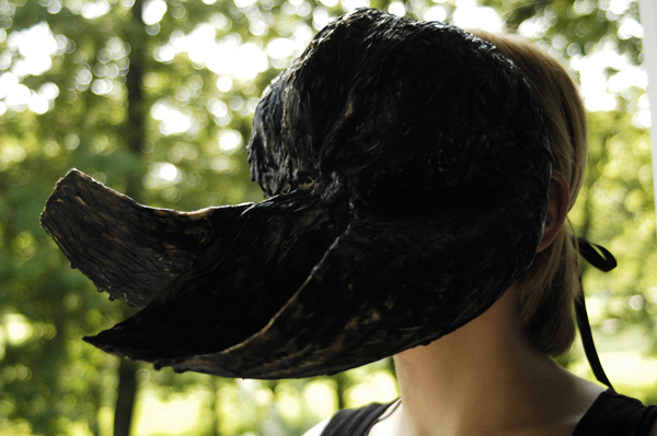 Lash (from the series Makeup Masks), varies, wire, wire mesh, Japanese paper, microcrystalline wax, black pigment, ribbon, photo: Megan A. Skyvington.