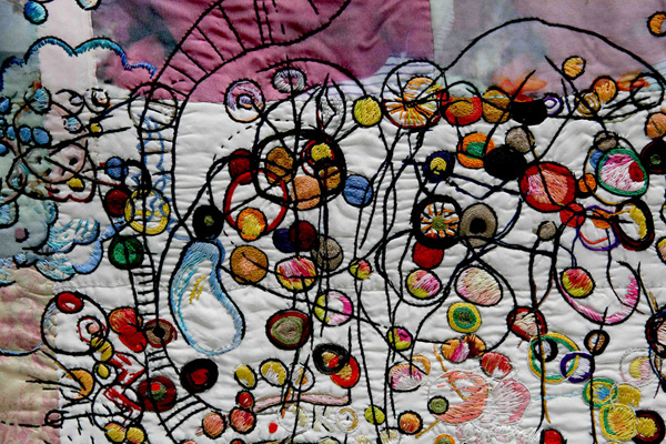 Play1 detail, 2012, Hand embroidery on silk, photo: Istvan Zsako