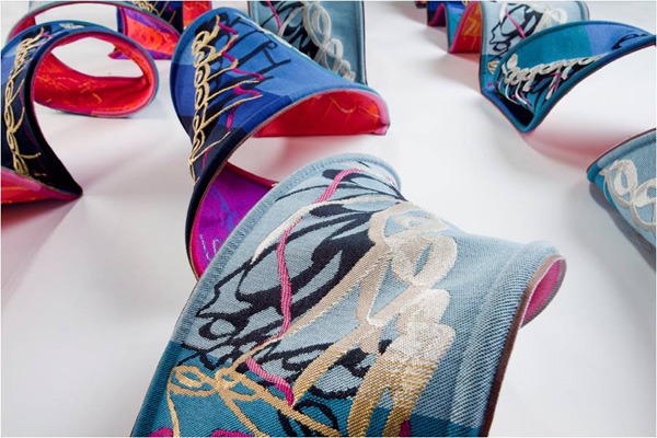 Sekala Ribbons (detail 1), 2011. Cotton, wool, polyester and vinyl tubing.. Jacquard woven with multiple weave structures. Detail: 15" x 21" x 12"