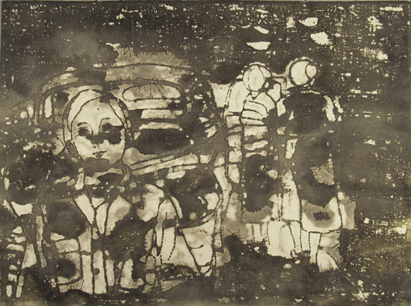 Road Trip #2, 30" x 22", Acrylic inks on 100% cotton paper, monoprint, photo: Anna Keck