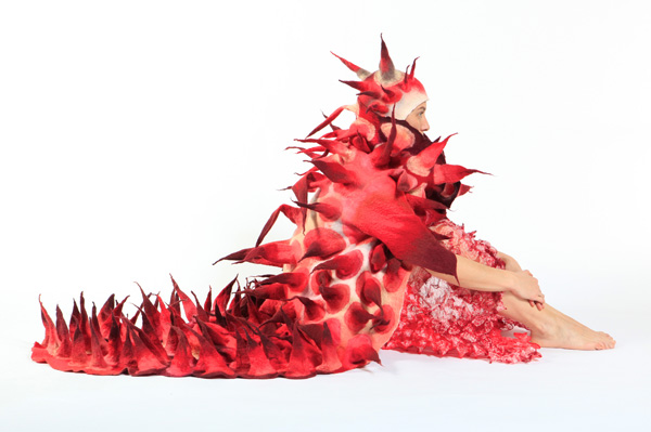 Skin 1 and hat, 2011, Marjolein-Dallinga, wool felted hand dyed