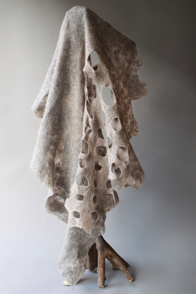Warm ombre throw, Felting natural undyed merino wool, 2012, Photo-Lorena Santin Andrade
