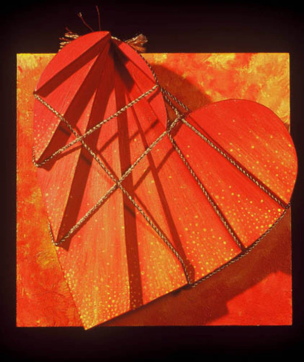 What's Love Got To Do With It #4: 7"x 7", MDF, acrylic paint, copper wire