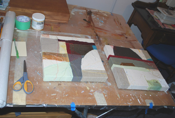 Work in progress on diptych