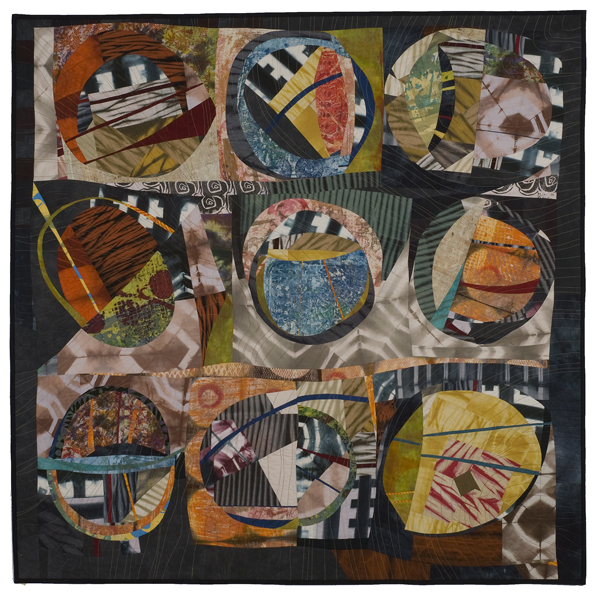 Eggstra Ordinary, 51" x 50", Quilt. Cotton, dyed, shibori, clamp dyed, screen-printed, machine pieced, hand and machine quilted. Photo: Joe Ofria