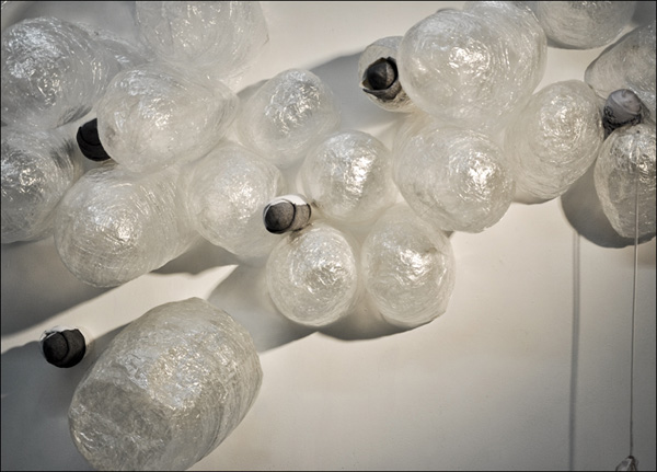 BulbousBothers (in progress); socks, glue, tape